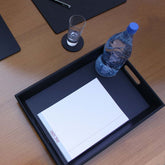 Black Leatherette Tray with Handles